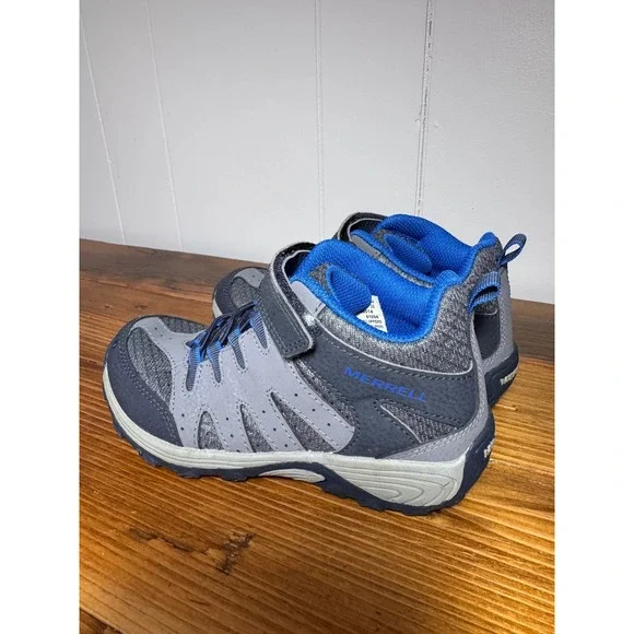 Merrell Boys Outback mid Hiking Shoes Size 1 Grey/Blue MK266014 Trail Sneakers - Picture 5 of 10